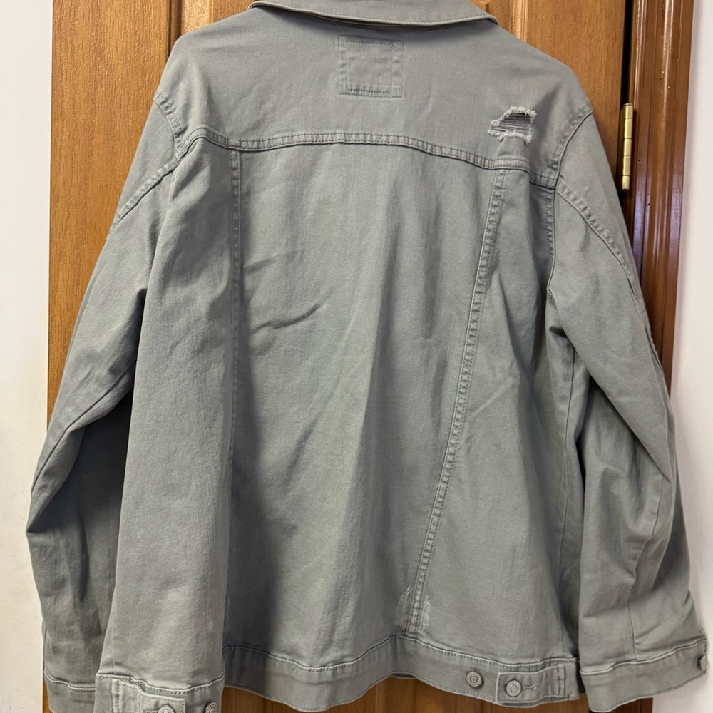 Sonoma Stylish Women's Light Green Distressed Denim Jean Jacket Plus Size 2XL - Picture 9 of 9